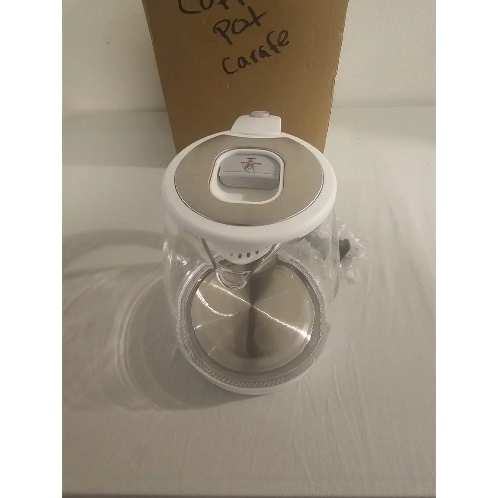 Eachoo KE8090 Electric Glass Kettle 1.7L 1200W White Cordless Water Boiler New